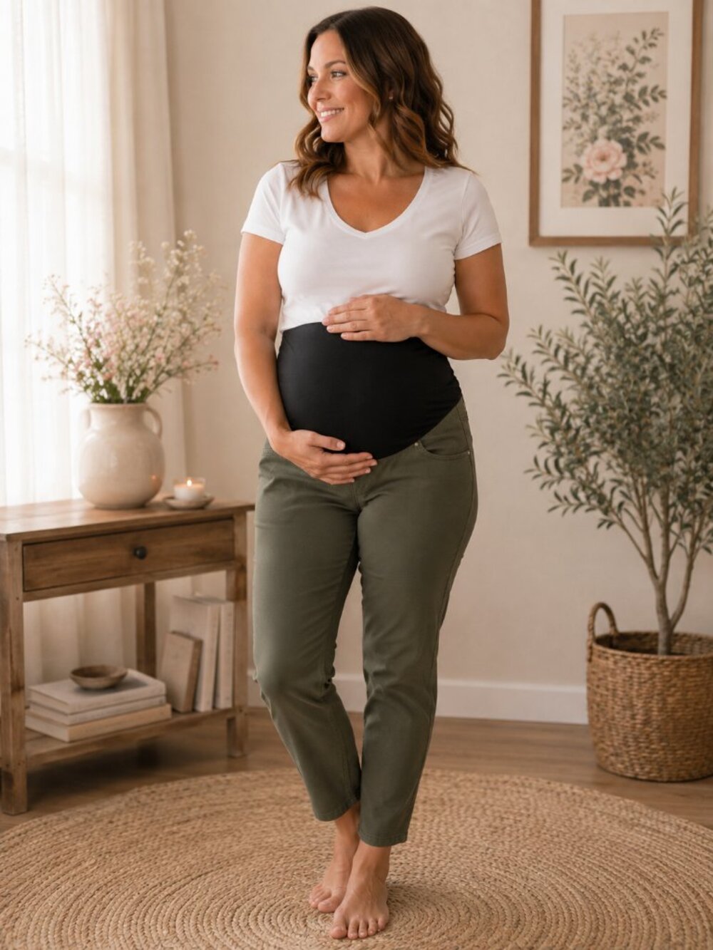 LIKE NEW Liverpool Los Angeles Maternity Leggings  Olive Green  Size 14